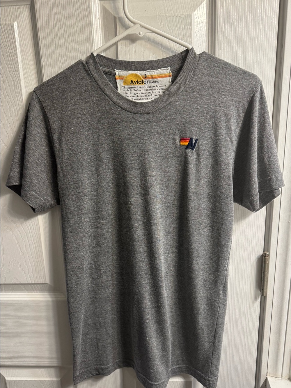 Aviator Nation Women’s Heather Gray Logo Short Sleeve T-Shirt Size Small